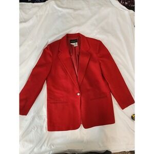 Vtg Requirements 100% Wool Woolmark Red Blazer Jacket Size 10‎